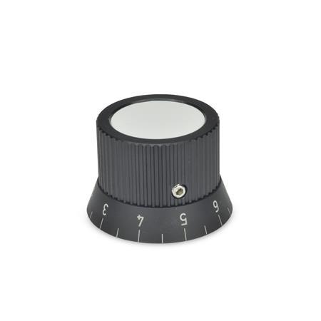 Otto Ganter Control Knob Aluminum with Scale Ring, GN 726.2